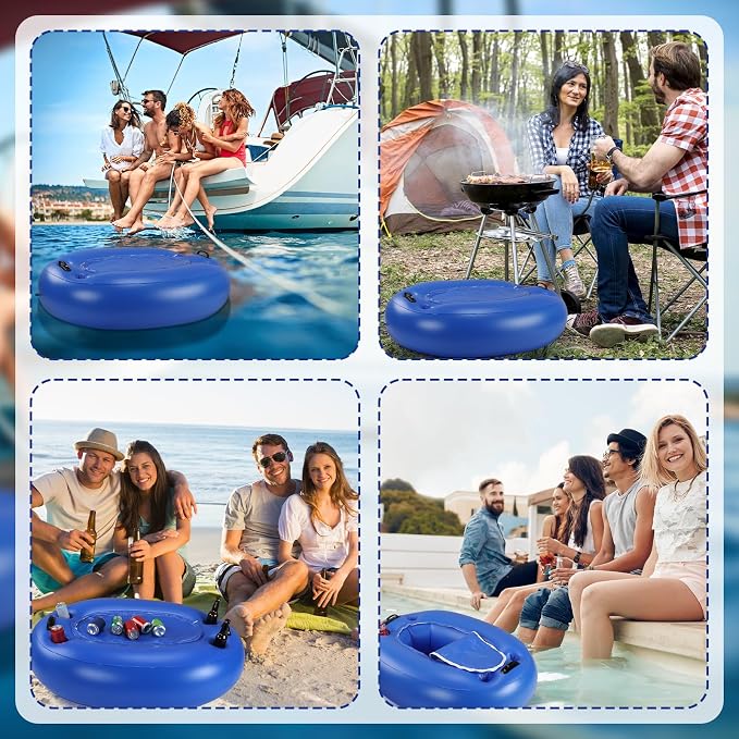 Threehoney 2 Pack Floating Coolers for River Inflatable Cooler 40 Qt - River Cooler Float with Lid Built in Four Cup Holder