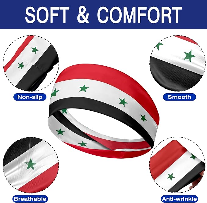 Flag Headbands for Men Women, Moisture Wicking Sweatband Breathable Sports Headwrap, Non-Slip Stretchy Fitness Hair Band