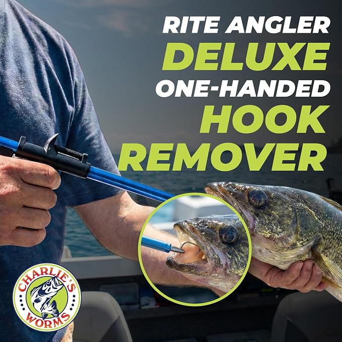 Rite Angler Fishing Hook Removal Tool – Stainless Steel Fish Hook Remover, Hook Extractor for Easy Unhooking, Dehooking and Quick Release Fishing Must Have Accessories Long Remover – 13.5", Blue/Black