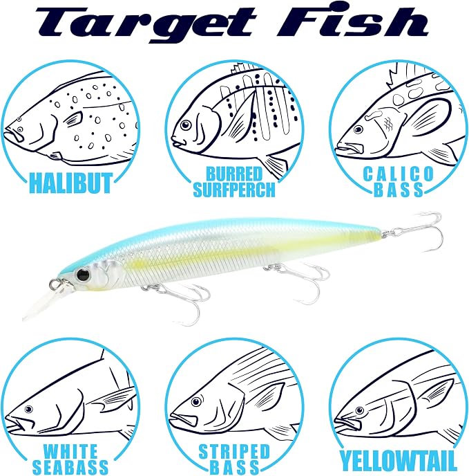 LUCKY CRAFT Surf Pointer 115MR Saltwater Fishing Lures for Halibut and Stripped Bass, Long Casting Jerkbait, Sinking Surf Fishing Gear, Fish Accessories for Tackle Box