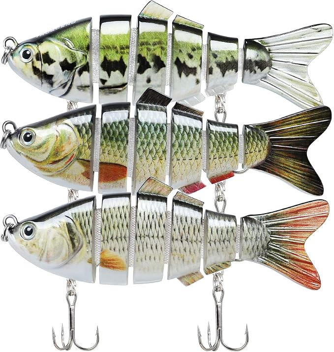 TRUSCEND Swimmax Easy Catch Fishing Lures with BKK Hooks, Wiggling, Vibrating, Rattling and Gurgling for More Bites, Heavy-Duty Dyneema Fiber Jointed Swimbaits for Bass, Trout, Crappie, Walleye, Pike