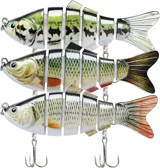 TRUSCEND Swimmax Easy Catch Fishing Lures with BKK Hooks, Wiggling, Vibrating, Rattling and Gurgling for More Bites, Heavy-Duty Dyneema Fiber Jointed Swimbaits for Bass, Trout, Crappie, Walleye, Pike
