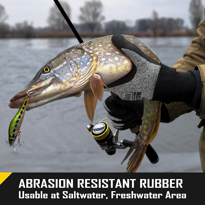 COOLJOB A3 Cut Resistant Safety Work Gloves with Nitrile Grip, Touchscreen & Flexible for Gardening Fishing Construction