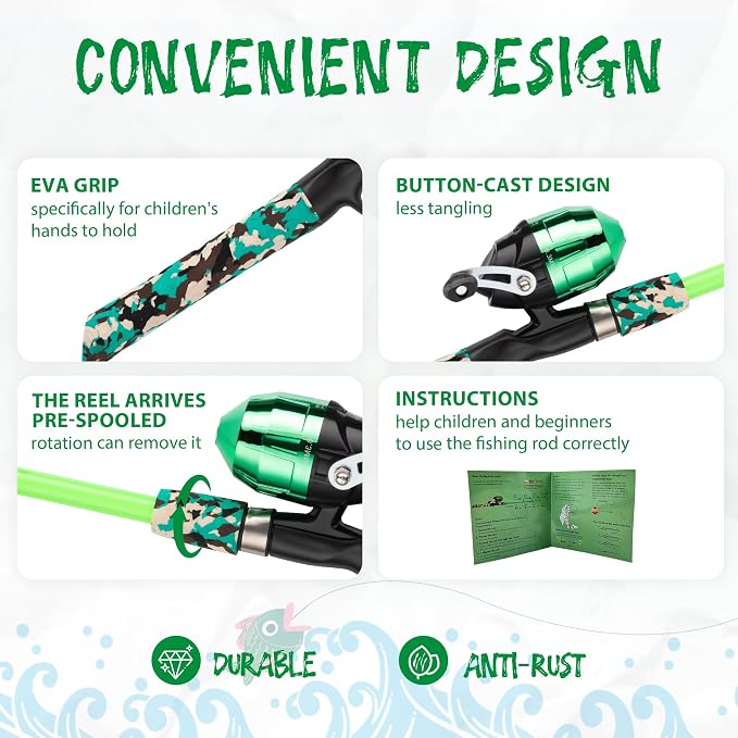 WIDDEN Kids Fishing Pole, Portable Telescopic Kids Fishing Poles for Boys and Girls, Fishing Rod and Reel Combo Kit with Tackle Box, and Fishing Net, Best Fishing Pole for Toddler Youth