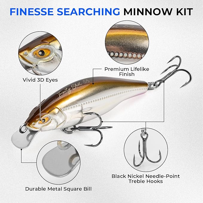 KastKing Superpower Braided Fishing Line and Lure Kit, 4X Braid Line with Hard & Soft Baits, Topwater, Jigs, Rigs&Jerkbaits, Complete Freshwater Fishing Gear Set for Bass,Trout & Walleye,Gift for Men