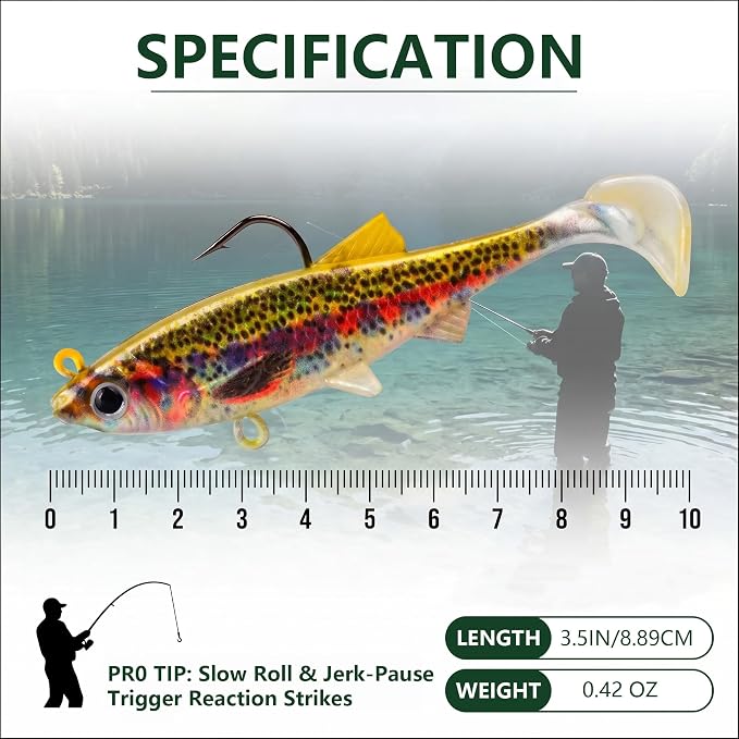 Soft Fishing Lures for Bass Fishing:Pre-Gigged Swim Baits for Saltwater or Freshwater.Soft Plastic Fishing Accessories.