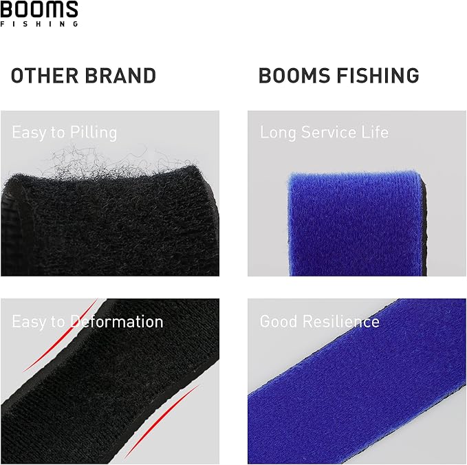 Booms Fishing RS3 Fishing Rod Wrap Pole Straps， Hook & Loop Fishing Rod Belts, Fishing Rod Ties for Casting Rods, Spinning Rods and Fly Rods