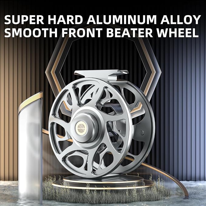 Ashconfish Fly Fishing Reel CNC-Machined Aluminum Alloy Fly Reel with 2+1BB Anti-Corrosion Bearings Ultra-Smooth Drag System & Ergonomic Design for Ultimate Performance