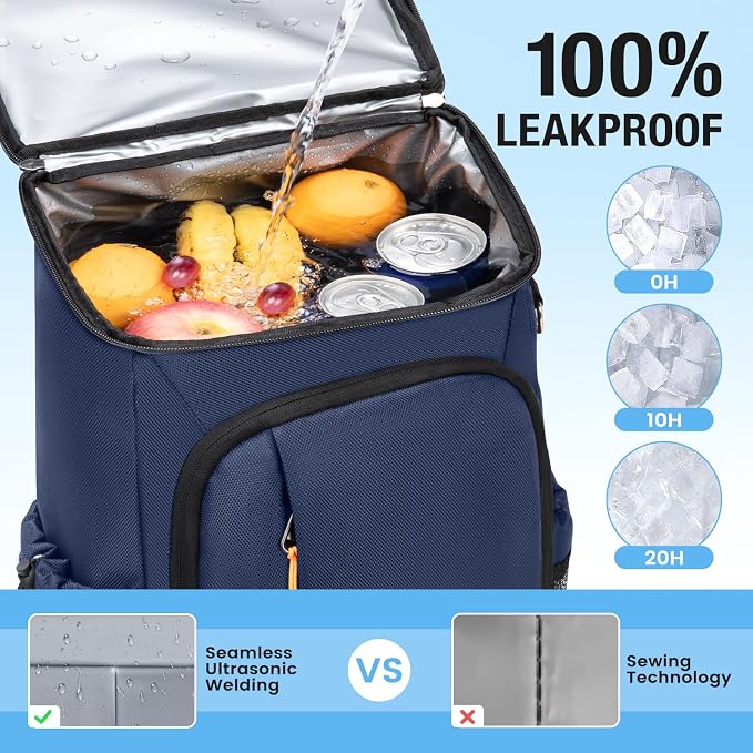 Cooler Backpack- 40 Cans Insulated Backpack Cooler for Men & Women Portable Leak Proof Lunch Backpack Cooler Bag for Beach Picnic Travel Work Camping Hiking-Blue