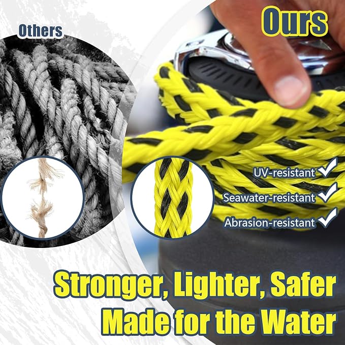 Boat Tow Rope 60ft 3-6K, Floating Ropes for Towable Tubes Accessories