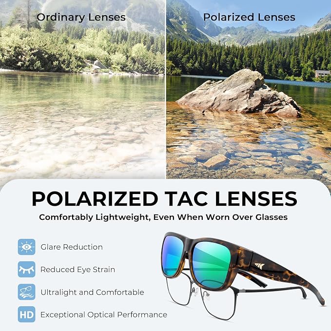 KastKing Chariton Fit-Over Polarized Wrap Around Over Sunglasses for Men and Women, Ideal for Driving Fishing Cycling Running