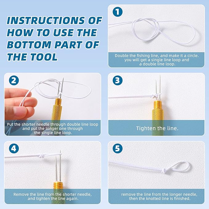 Sumind 6 Pcs Fishing Knot Tying Tool Set Tying Tools and U-Shaped Scissors Practical Manual Fishing Line Hook Tie Knotting Tyers Portable Tie Supplies