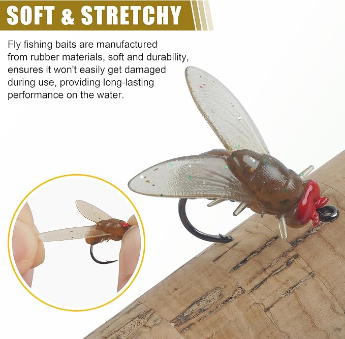Bionic Fly Fishing Bait,18pcs/36pcs Trout Jig Swimbait Fly Hook Soft Bait Dry Flies Fly Fishing Lures Assortment Kit Attractant Fishing Gear Artificial Fishing Lure Panfish Lure Set
