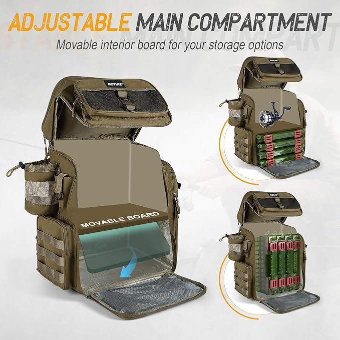 Goture Fishing Backpack with 4 Tackle Boxes, 900D Water-Resistant Tackle Backpack with Rod Holders,Insulated Cooler Compartment, 55L Large Capacity Fishing Gear Storage Bag for Saltwater & Freshwater