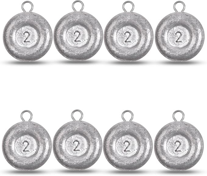 Disc Sinkers Fishing Weights, Coin Fishing Sinkers Weights Saltwater Surf Fishing Weights Bottom Drifting Trolling Catfishing Fishing Sinkers Saltwater Gear Tackle 1oz 2oz 3oz 4oz 5oz 6oz 8oz