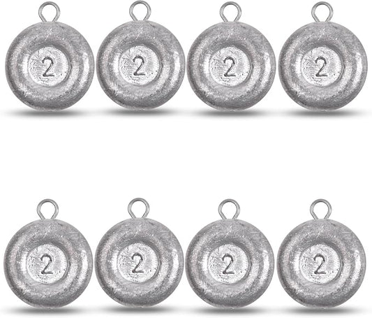 Disc Sinkers Fishing Weights, Coin Fishing Sinkers Weights Saltwater Surf Fishing Weights Bottom Drifting Trolling Catfishing Fishing Sinkers Saltwater Gear Tackle 1oz 2oz 3oz 4oz 5oz 6oz 8oz