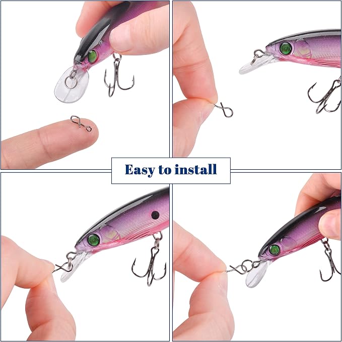 SILANON Fly Fishing Snaps,150pcs Fly Fishing Quick Clips Quick Change Lure Clips Micro Fly Snap Swivels No Knot Fast Snap Stainless Steel Lure Connector for Flies Hooks Jigs Lures 3 Sizes