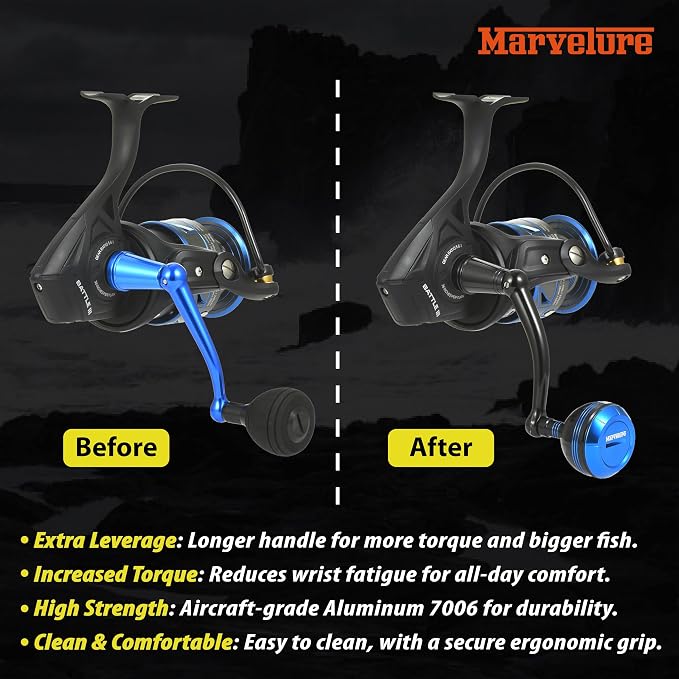 Foldable Power Handle for Penn Battle II III IV, Battle IV HS, Battle III LE Spinning Fishing Reel Replacement Handle