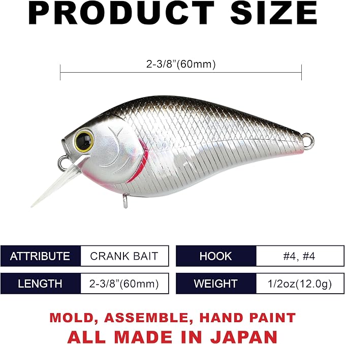 LUCKY CRAFT 1.5DRS Deep Rattle Sound Crankbait Fishing Lures, Shallow Diving Trout and Bass Lures, 3-4ft Depth, Square Bill Crankbait, Saltwater Fishing Gear and Accessories