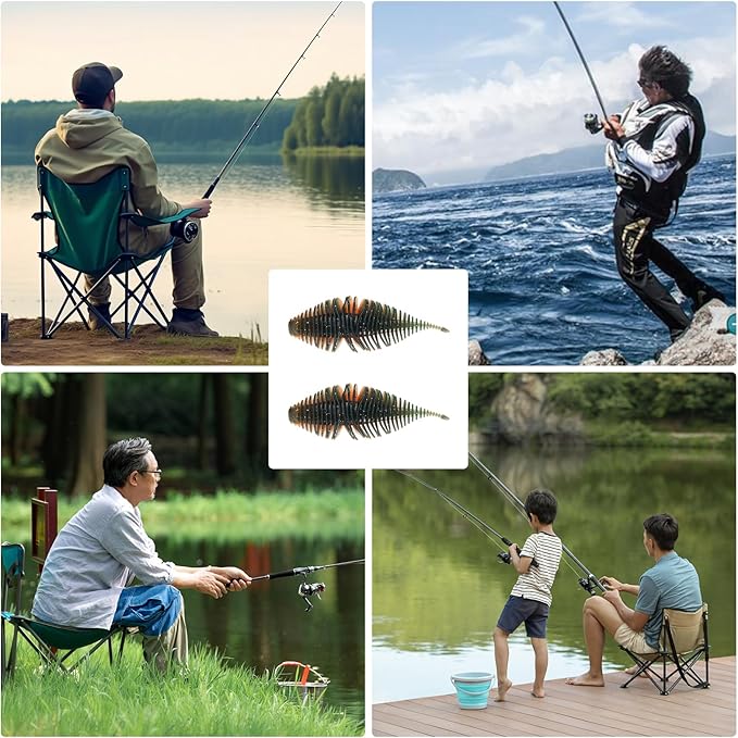 4.15'' Soft Swimbait Fishing Soft Plastic Lures 8pcs/24pcs Double-Color Lure for Bass Fishing Worms for Largemouth Bass