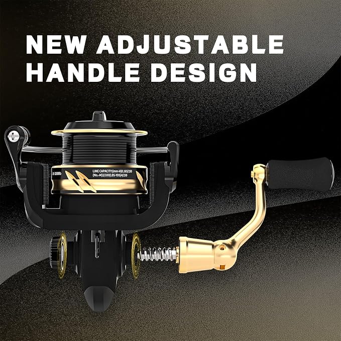 Ashconfish Spinning Fishing Reel, Graphite Body, 7+1 Stainless Steel BB, 5.0:1 Gear Ratio, Lightweight Spinning Reel for Freshwater Saltwater Fishing, Come with 109 yds Braided Line