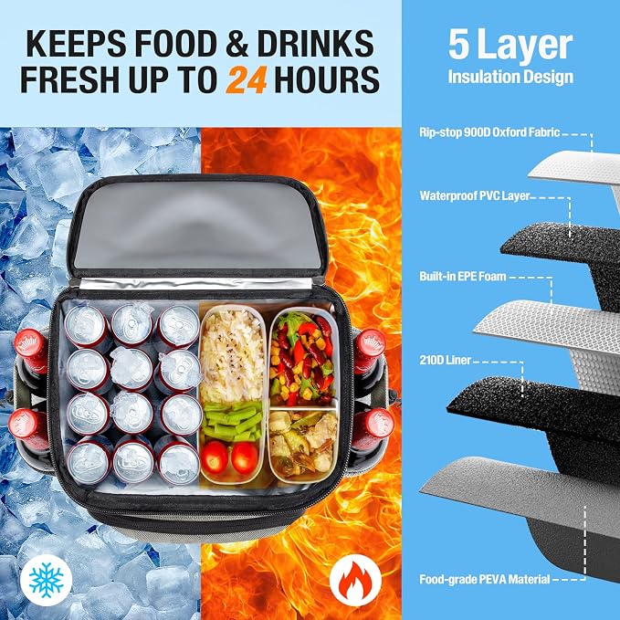 Cooler Backpack- 40 Cans Insulated Backpack Cooler for Men & Women Portable Leak Proof Lunch Backpack Cooler Bag for Beach Picnic Travel Work Camping Hiking-Grey