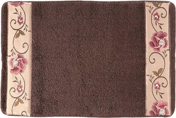 Zahari Home Larrisa Floral Bathroom Rug Luxury Bath Rug Washable Contemporary Decor Beautiful Shower Mat Unique Design Stylish Non Slip Shower Mat Flower Bath Rug Bath Shower Tub Decor