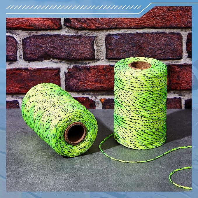 Amylove 6 Roll Mason String Line #18, 500 ft Nylon Braided Construction String Line, Heavy Duty Outdoor Twine Rope for Gardening or Masonry Tools Construction DIY Project, Fluorescent Yellow Black