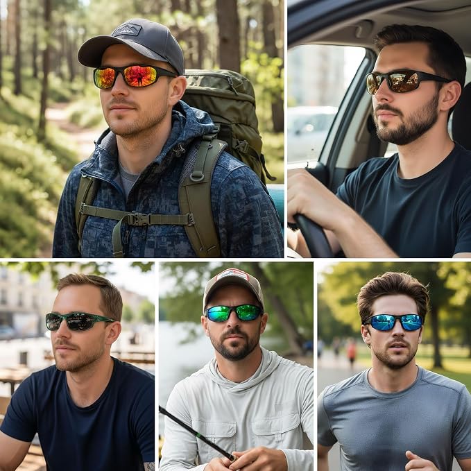 Sports Polarized Sunglasses for Men Women Wrap Around Sun Glasses Fishing Cycling Driving Running UV Protection