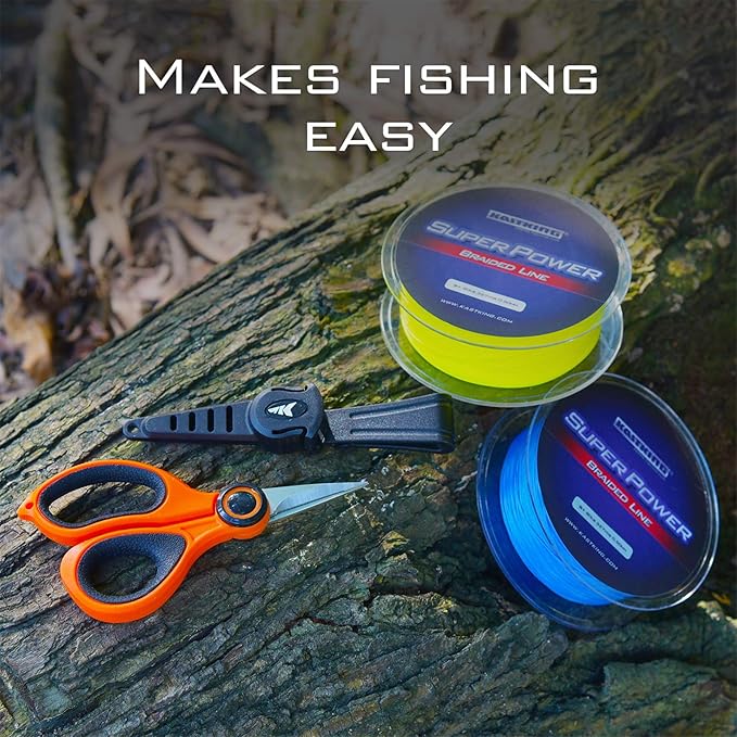KastKing Fishing Line Scissors, Braided Line Cutters, w/Sheath, Super Sharp 3CR13 Japanese Stainless Steel Blades, Non-Slip TPR Handles, Includes Lanyard