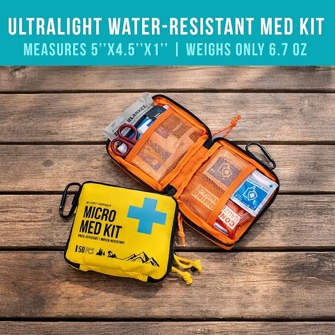 EVERLIT Ultralight Mini First Aid Kit, EDC Medical Kit, Water-Resistant EDC Mini Kit for Hiking, Backpacking, Camping, Cycling (Blue)