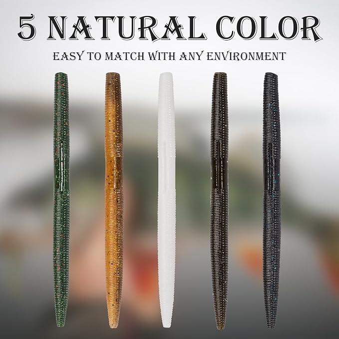 30/50/78/100Pcs Senko Worms Kit – 4"/5" Soft Plastic Fishing Lures with Salt Impregnation for Bass Fishing