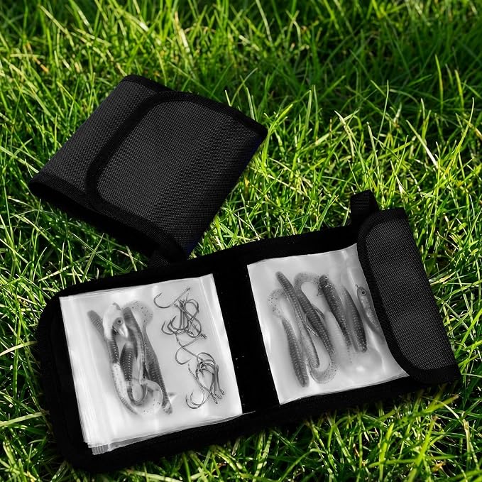 2 Pack Fishing Tackle Binder 20 Pockets Fly Fishing Leader Tippet Line Wallet Leader Organizer Case Lure Storage Bag for Pre-tied Rigs, Leaders, Soft Baits and Lines(Black)