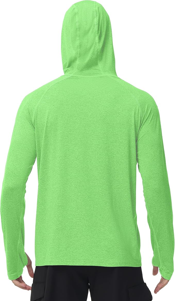 Roadbox Mens UPF 50+ Fishing Shirts, Long Sleeve UV Sun Hoodie, Hiking Running Swim Athletic Workout Shirt