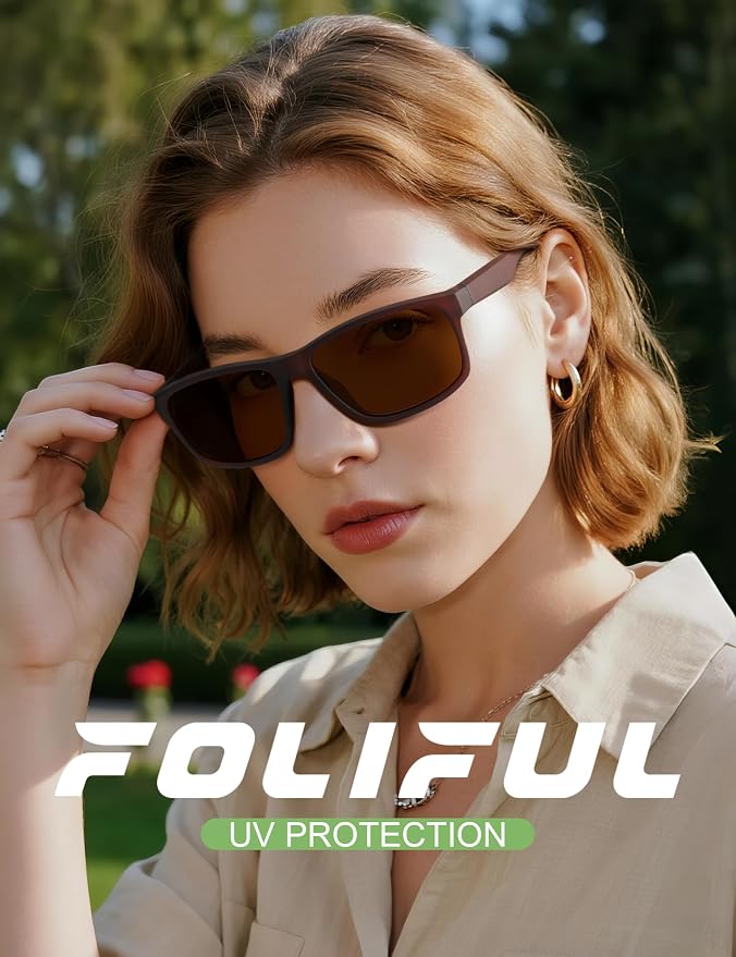 Square Polarized Sunglasses for Men and Women, Mens Sunglasses UV Protection with Lightweight Frame Sun Glasses