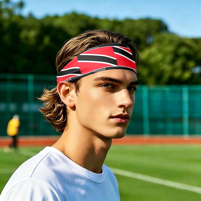 Flag Headbands for Men Women, Moisture Wicking Sweatband Breathable Sports Headwrap, Non-Slip Stretchy Fitness Hair Band