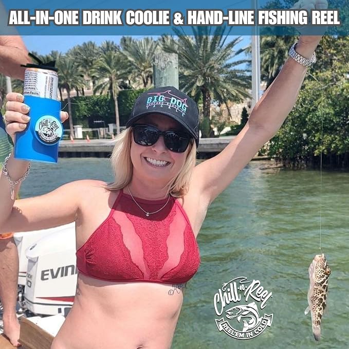 Made in USA | Fishing Can Cooler from Shark Tank | Fishing Gifts for Men & Gifts for Dad Who Has Everything | Boating Must Haves | Retail Box Packaging | Blue