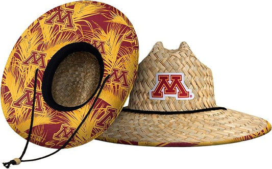 FOCO Men's NCAA College Team Logo Floral Straw Sun Hat