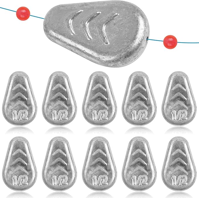 5/10 Pack No Roll Sinker Lead Fishing Weights Catfish Sinkers Coin Disc Weight Snagless Flat Inline Sinker for Catfishing Rig Bank River Surf Fishing Saltwater