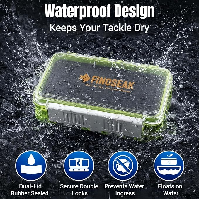 Sturdy Dual Sided Small Tackle Box Organizer, Waterproof Sealed Clear Fishing Tackle Box Tray Storage Case with Slit Foam for Jig Heads-Flies-Spoons-Rigs and Lures (FN0801)