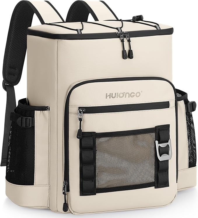 Hulongo Cooler Backpack, 30L Insulated Leakproof Soft Cooler Bag for 52 Cans, Lightweight Backpack for Beach, Picnic, Camping, Hiking, Fishing and Travel