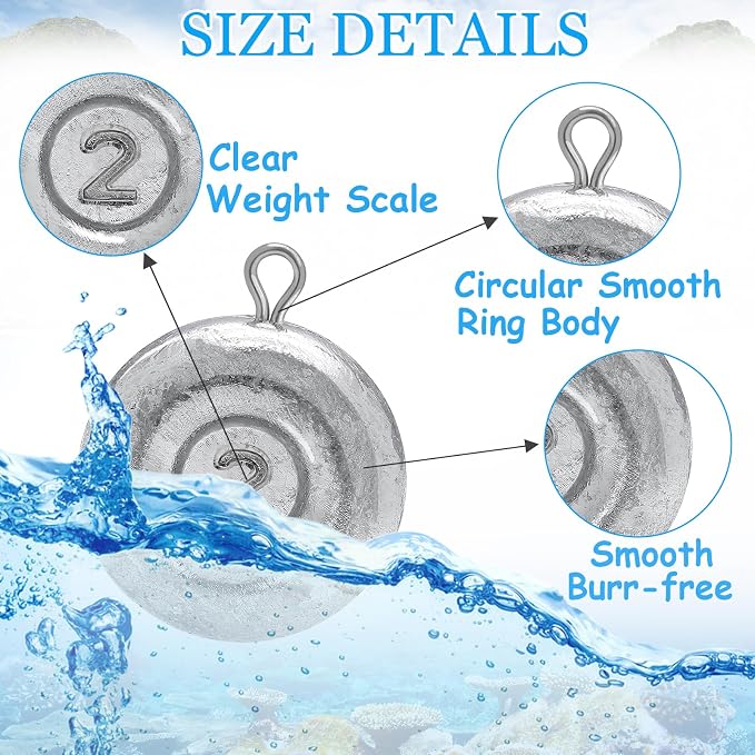 Fishing Weights Sinkers, Disc Sinkers Weights Coin Sinkers Freshwater Saltwater River Bank Surf Fishing Catfishing 1oz 2oz 3oz 4oz