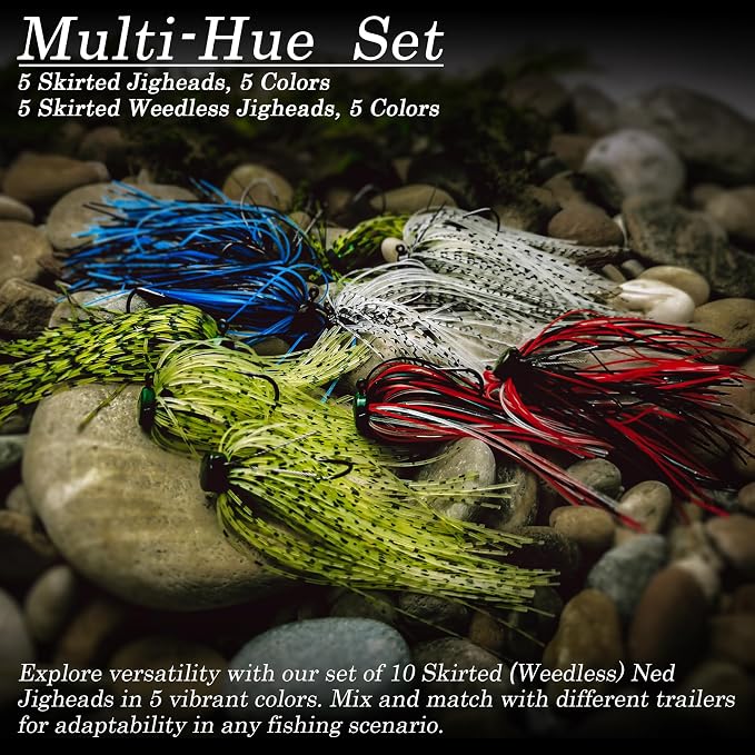 Ned Rig Jig Heads Soft Plastic Worms Fishing Lures Kit, 60/50/10 Pcs Weedless Skirted Mushroom Ned Rigs Jighead Hooks Stick Baits Bass Fishing Lures for Freshwater Saltwater