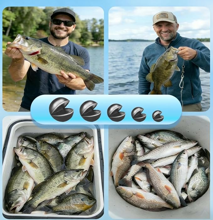 200/350 Pcs Premium Split Shot Fishing Weights Sinkers, Removable Leakproof Fly Fishing Split Shot for Freshwater & Saltwater， Bass Trout Circular Accessories - 5/6 Sizes