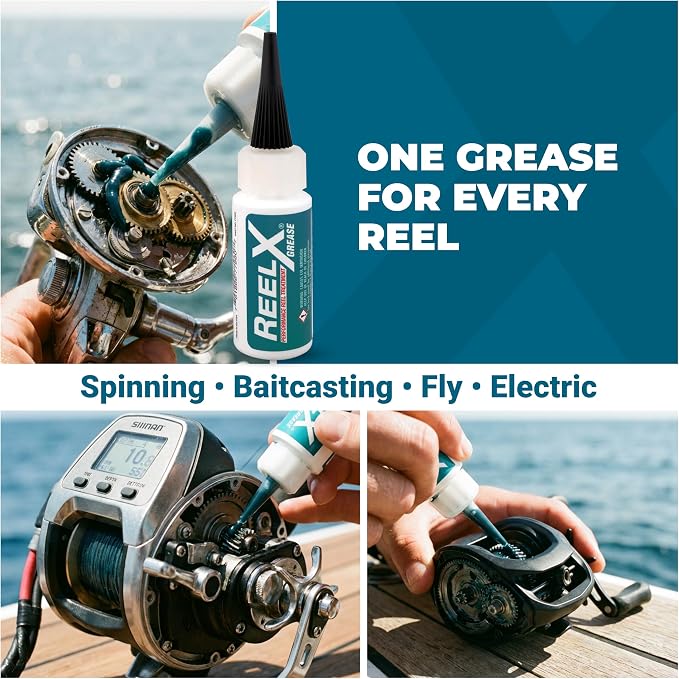 ReelX Fishing Reel Grease, Marine-Grade Anti-Rust Lubricant for Bearings, Spinning, Baitcasting, Spincast, Fly, Trolling & Electric Reels, Corrosion Prevention & Control