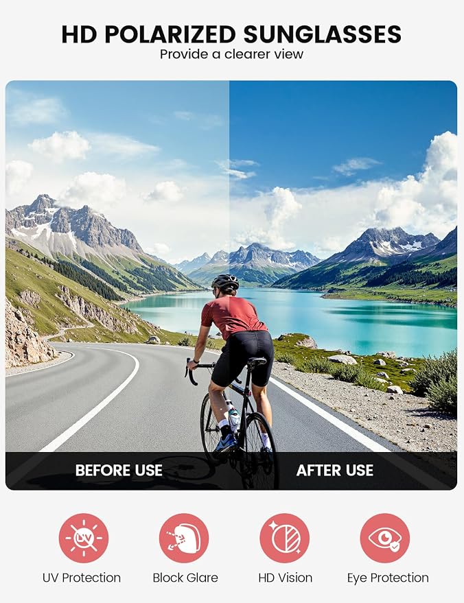 Lamicall 24g Polarized Sports Sunglasses for Men Women - UV400 Protection Sun Glasses for Baseball Running Cycling Fishing