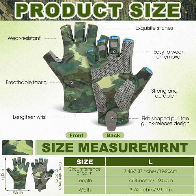 4 Pairs Half-Finger Fishing Gloves, UPF 50+ Breathable, Quick-Drying Sun Protection for Men & Women Anti-Slip for Fishing, Cycling
