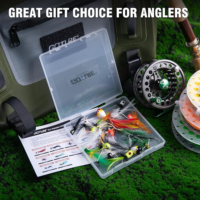 Goture Fly Fishing Poppers Lures, Topwater Popper Flies Bugs Lure, Fly Fish Poppers Fishing Lures Kit, Dry Flies for Panfish Bluegill Crappie Sunfish Bass Trout Salmon