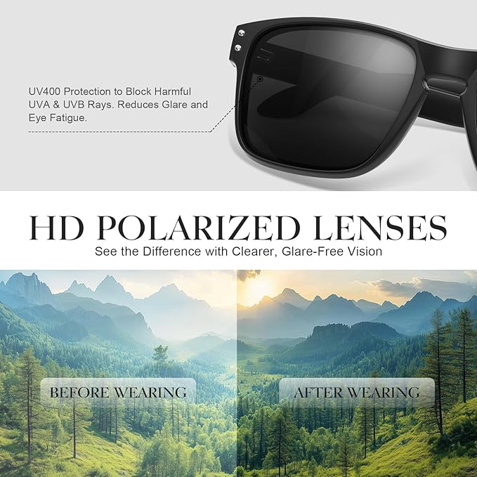Polarized Sunglasses for Men Women - Classic Sport Sun Glasses for Driving Running Cycling Fishing UV400 Protection