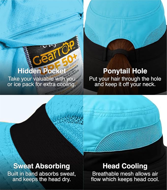 GearTOP Safari Hat for Men Sun Hats for Women UV Protection UPF 50+ Fishing, Gardening, Hiking Hat (22-23 1/2")